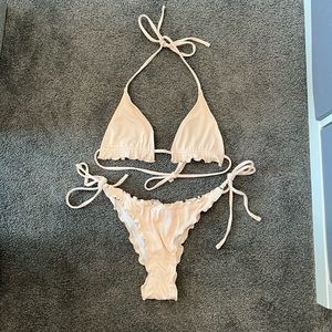 light pink/coral ruffle swimsuit